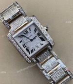 Replica Iced Out Diamond Cartier Tank Francaise Men Watch 